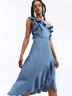 GATE Asymetryczna sukienka z marszczeniami| Kategorie·Sukienki