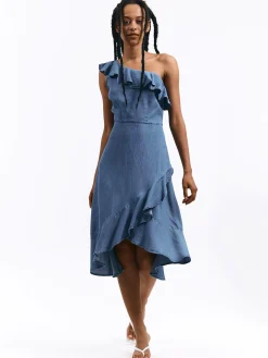 GATE Asymetryczna sukienka z marszczeniami| Kategorie·Sukienki