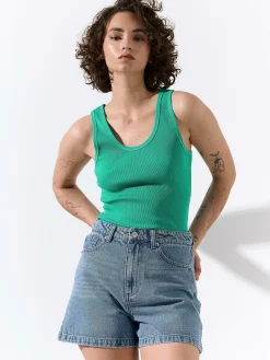 GATE Basic bokserka damska ze splotu żeberkowego| Koszulki I Topy·Podkoszulki ☀️