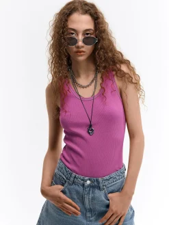 GATE Basic bokserka damska ze splotu żeberkowego| Koszulki I Topy·Podkoszulki ☀️