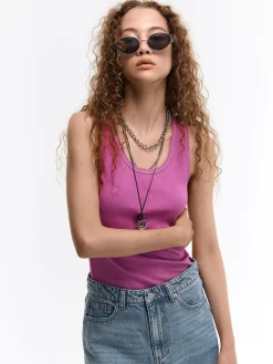 GATE Basic bokserka damska ze splotu żeberkowego| Koszulki I Topy·Podkoszulki ☀️