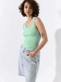 GATE Basic bokserka damska ze splotu żeberkowego| Koszulki I Topy·Podkoszulki ☀️