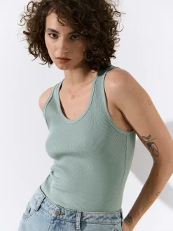 GATE Basic bokserka damska ze splotu żeberkowego| Koszulki I Topy·Podkoszulki ☀️