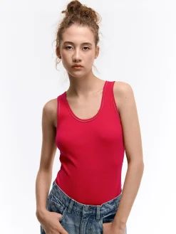 GATE Basic bokserka damska ze splotu żeberkowego| Koszulki I Topy·Podkoszulki ☀️