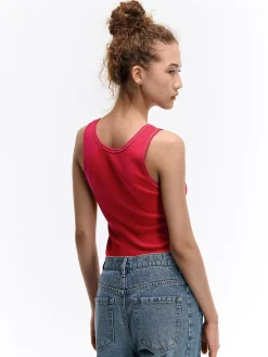 GATE Basic bokserka damska ze splotu żeberkowego| Koszulki I Topy·Podkoszulki ☀️