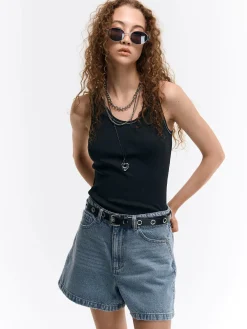 GATE Basic bokserka damska ze splotu żeberkowego| Koszulki I Topy·Podkoszulki ☀️