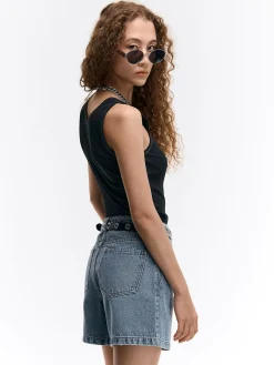 GATE Basic bokserka damska ze splotu żeberkowego| Koszulki I Topy·Podkoszulki ☀️