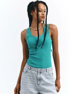 GATE Basic bokserka damska ze splotu żeberkowego| Koszulki I Topy·Podkoszulki ☀️