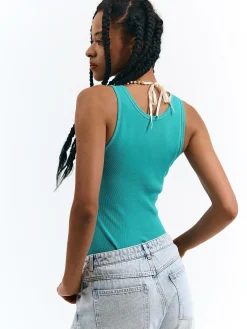 GATE Basic bokserka damska ze splotu żeberkowego| Koszulki I Topy·Podkoszulki ☀️