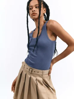 GATE Basic bokserka damska ze splotu żeberkowego| Koszulki I Topy·Podkoszulki ☀️