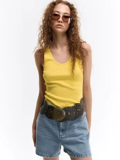 GATE Basic bokserka damska ze splotu żeberkowego| Koszulki I Topy·Podkoszulki ☀️