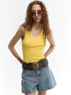 GATE Basic bokserka damska ze splotu żeberkowego| Koszulki I Topy·Podkoszulki ☀️