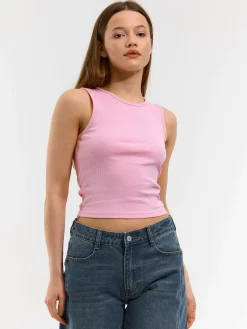 GATE Basic bokserka damska ze splotu żeberkowego| Koszulki I Topy·Podkoszulki ☀️