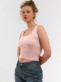 GATE Basic bokserka damska ze splotu żeberkowego| Koszulki I Topy·Podkoszulki ☀️