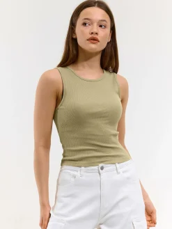 GATE Basic bokserka damska ze splotu żeberkowego| Koszulki I Topy·Podkoszulki ☀️