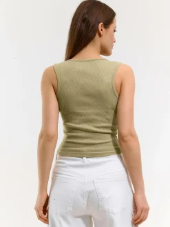 GATE Basic bokserka damska ze splotu żeberkowego| Koszulki I Topy·Podkoszulki ☀️