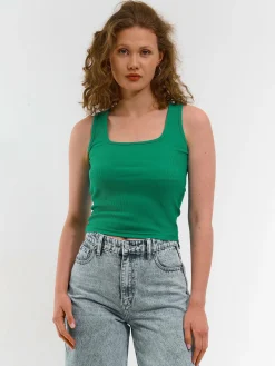 GATE Basic bokserka damska ze splotu żeberkowego| Koszulki I Topy·Podkoszulki ☀️