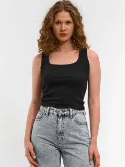 GATE Basic bokserka damska ze splotu żeberkowego| Koszulki I Topy·Podkoszulki ☀️