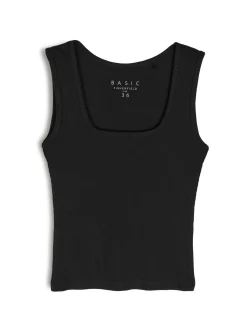 GATE Basic bokserka damska ze splotu żeberkowego| Koszulki I Topy·Podkoszulki ☀️