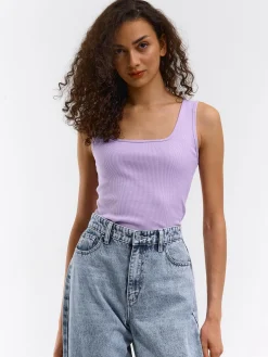 GATE Basic bokserka damska ze splotu żeberkowego| Koszulki I Topy·Podkoszulki ☀️