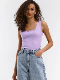 GATE Basic bokserka damska ze splotu żeberkowego| Koszulki I Topy·Podkoszulki ☀️