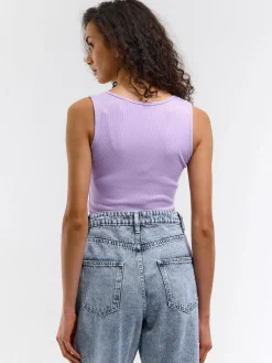 GATE Basic bokserka damska ze splotu żeberkowego| Koszulki I Topy·Podkoszulki ☀️