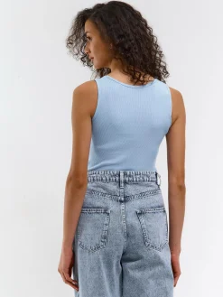 GATE Basic bokserka damska ze splotu żeberkowego| Koszulki I Topy·Podkoszulki ☀️