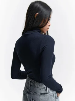 GATE Basic golf z żebrowanej dzianiny| Koszulki I Topy·Golfy