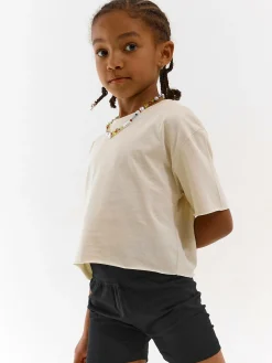 GATE Basic krótki t-shirt z niewykończonym brzegiem|Dzieci Dziewczynki·Koszulki I Topy