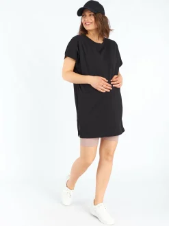 GATE Basic wydłużona koszulka z kieszonką i rozcięciami|Dzieci Maternity