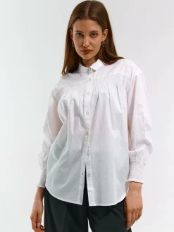 GATE Bawełniana bluzka z długim rękawem| Koszulki I Topy·Bluzki