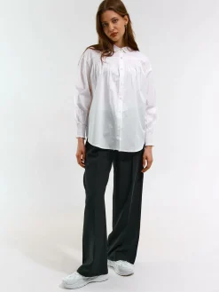 GATE Bawełniana bluzka z długim rękawem| Koszulki I Topy·Bluzki