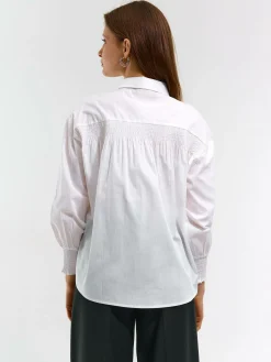 GATE Bawełniana bluzka z długim rękawem| Koszulki I Topy·Bluzki