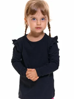 GATE Bawełniana elastyczna koszulka z falbanami i długimi rękawami dla dziewczynek|Dzieci Dziewczynki·Koszulki I Topy