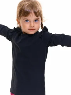 GATE Bawełniana elastyczna koszulka z falbanami i długimi rękawami dla dziewczynek|Dzieci Dziewczynki·Koszulki I Topy