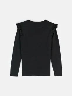 GATE Bawełniana elastyczna koszulka z falbanami i długimi rękawami dla dziewczynek|Dzieci Dziewczynki·Koszulki I Topy