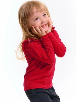 GATE Bawełniana elastyczna koszulka z falbanami i długimi rękawami dla dziewczynek|Dzieci Dziewczynki·Koszulki I Topy