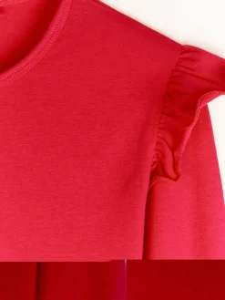 GATE Bawełniana elastyczna koszulka z falbanami i długimi rękawami dla dziewczynek|Dzieci Dziewczynki·Koszulki I Topy