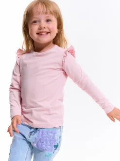 GATE Bawełniana elastyczna koszulka z falbanami i długimi rękawami dla dziewczynek|Dzieci Dziewczynki·Koszulki I Topy