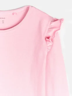 GATE Bawełniana elastyczna koszulka z falbanami i długimi rękawami dla dziewczynek|Dzieci Dziewczynki·Koszulki I Topy