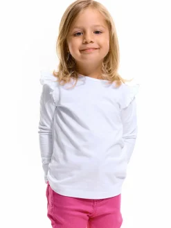 GATE Bawełniana elastyczna koszulka z falbanami i długimi rękawami dla dziewczynek|Dzieci Dziewczynki·Koszulki I Topy