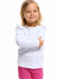 GATE Bawełniana elastyczna koszulka z falbanami i długimi rękawami dla dziewczynek|Dzieci Dziewczynki·Koszulki I Topy