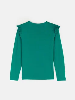 GATE Bawełniana elastyczna koszulka z falbanami i długimi rękawami dla dziewczynek|Dzieci Dziewczynki·Koszulki I Topy