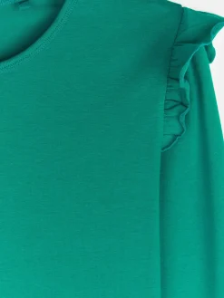 GATE Bawełniana elastyczna koszulka z falbanami i długimi rękawami dla dziewczynek|Dzieci Dziewczynki·Koszulki I Topy