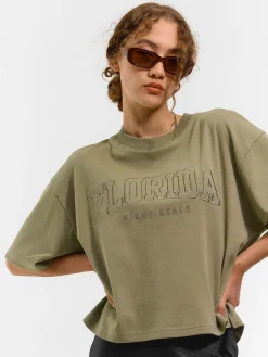 GATE Bawełniana heavy koszulka z haftem| Koszulki I Topy·Koszulki