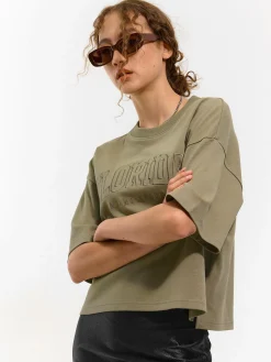 GATE Bawełniana heavy koszulka z haftem| Koszulki I Topy·Koszulki