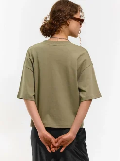 GATE Bawełniana heavy koszulka z haftem| Koszulki I Topy·Koszulki