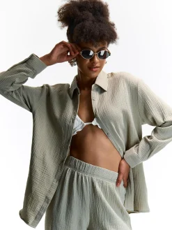 GATE Bawełniana koszula|Damskie Koszulki I Topy·Koszule Damskie