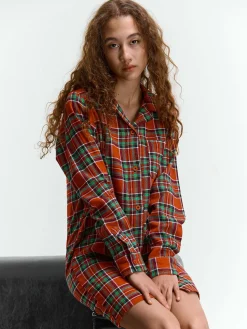 GATE Bawełniana koszula nocna w kratę| Bielizna·Bielizna Nocna