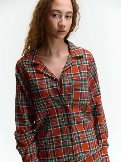 GATE Bawełniana koszula piżamowa w kratkę| Bielizna·Bielizna Nocna